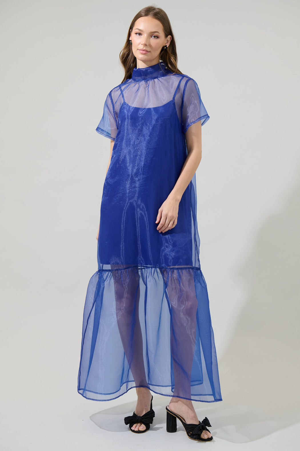 Dime Organza Mockneck Maxi Dress