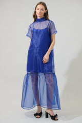 Dime Organza Mockneck Maxi Dress