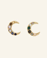 Pendientes Luna con combinación de piedras