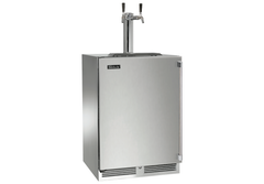 Perlick Signature Series 24" Marine Grade Keg Dispenser - Dual Tap with Stainless Steel Solid Door Hinge Right with Lock