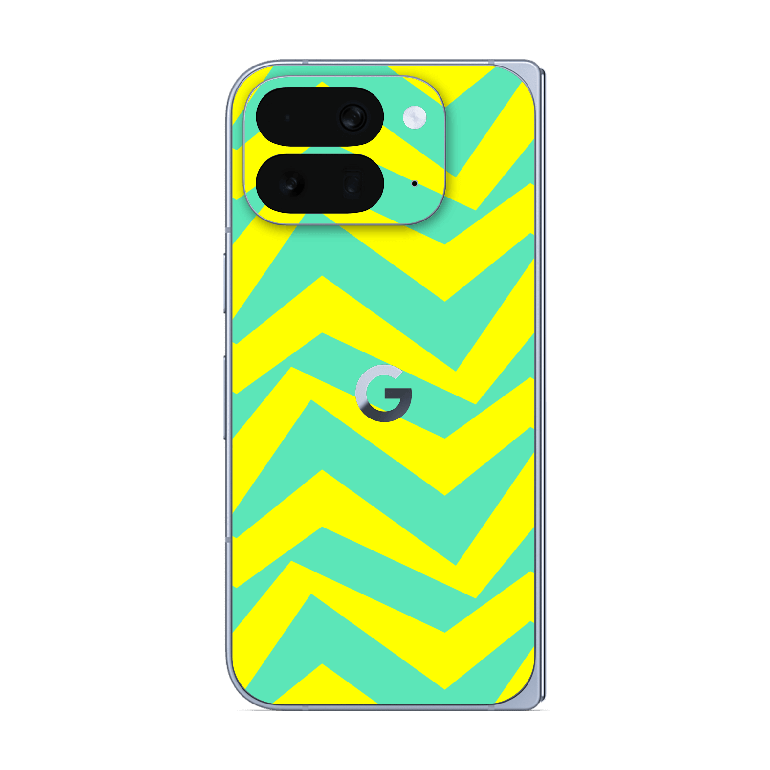 Pixel 10 Pro FOLD Printed Custom SIGNATURE “ZigPop Yellow-Turquoise” Bold Yellow & Turquoise Zigzag Geometric Skin Wrap Sticker Decal Cover Protector by QSKINZ | QSKINZ.COM
