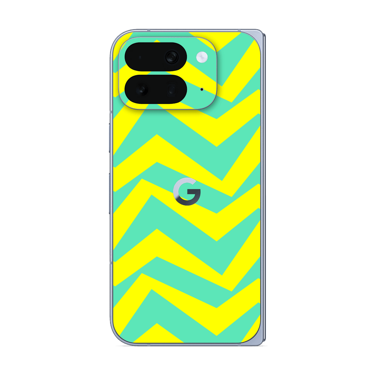 Pixel 10 Pro FOLD Printed Custom SIGNATURE “ZigPop Yellow-Turquoise” Bold Yellow & Turquoise Zigzag Geometric Skin Wrap Sticker Decal Cover Protector by QSKINZ | QSKINZ.COM