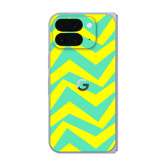 Pixel 10 Pro FOLD Printed Custom SIGNATURE “ZigPop Yellow-Turquoise” Bold Yellow & Turquoise Zigzag Geometric Skin Wrap Sticker Decal Cover Protector by QSKINZ | QSKINZ.COM