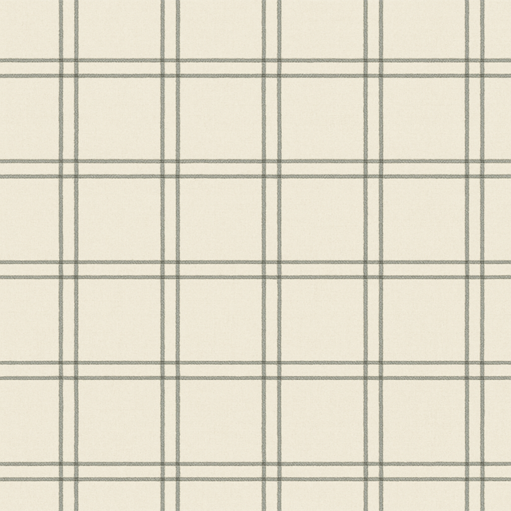 Endearing plaid wallpaper in beige, by York, featuring a simple gray grid pattern.