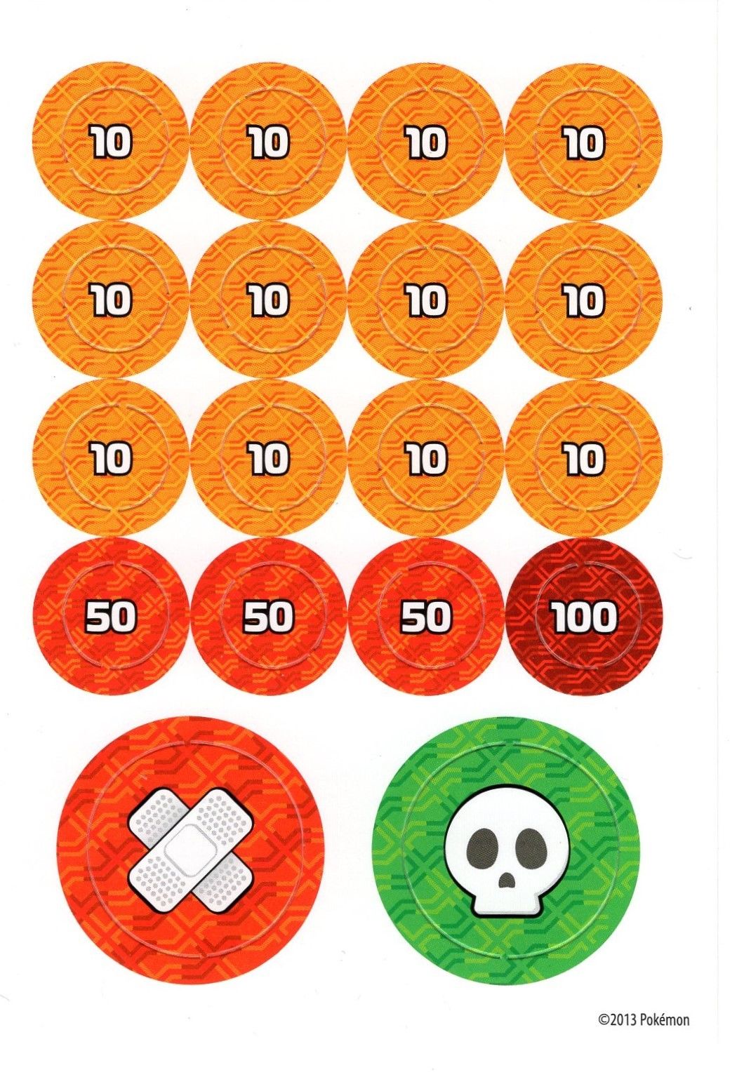 Pokemon XY Damage Counter Pop Out Cardboard Sheet w/ Burn and Poison Markers
