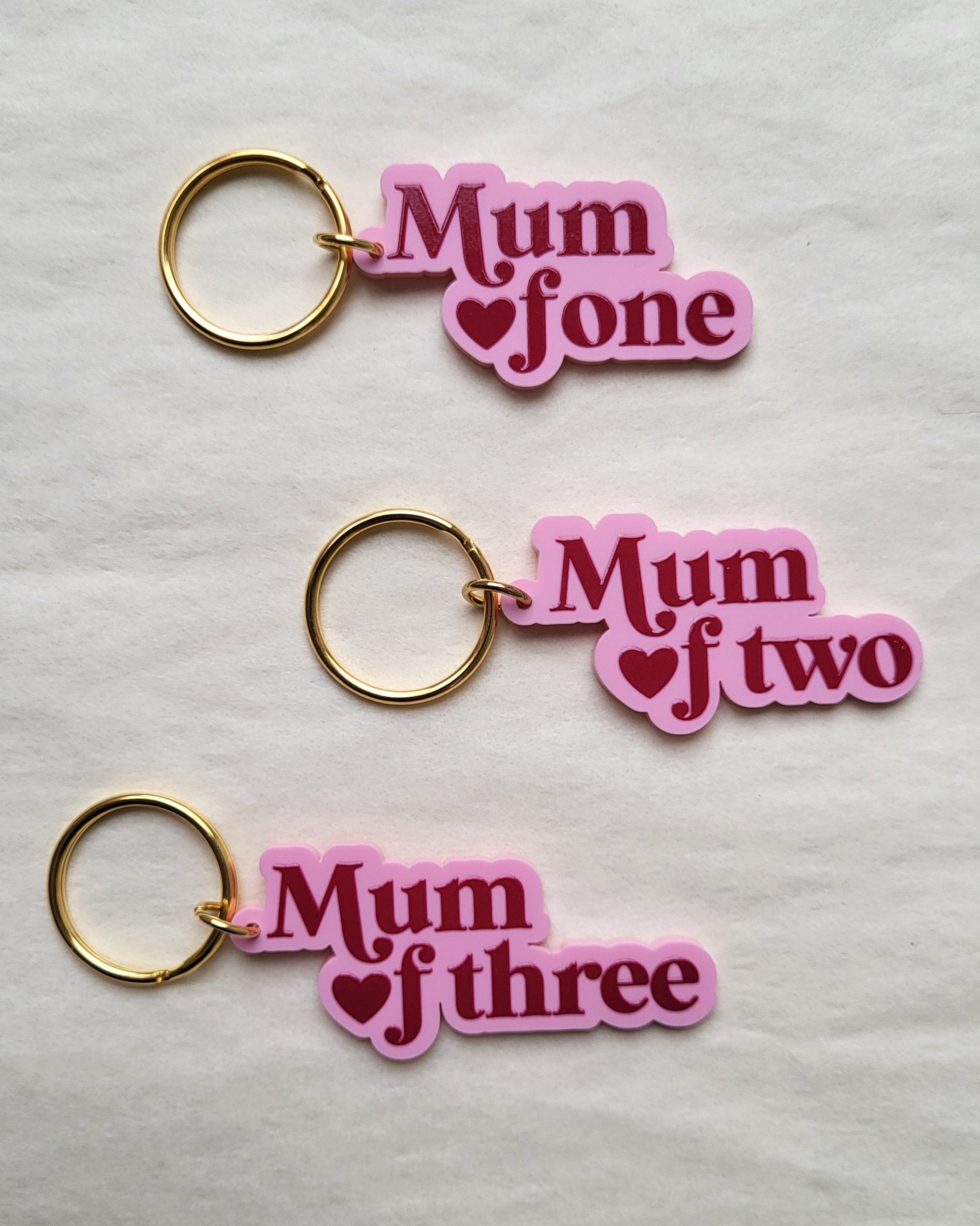 Porte-clé cœur Mum of (Plusieurs modèles)