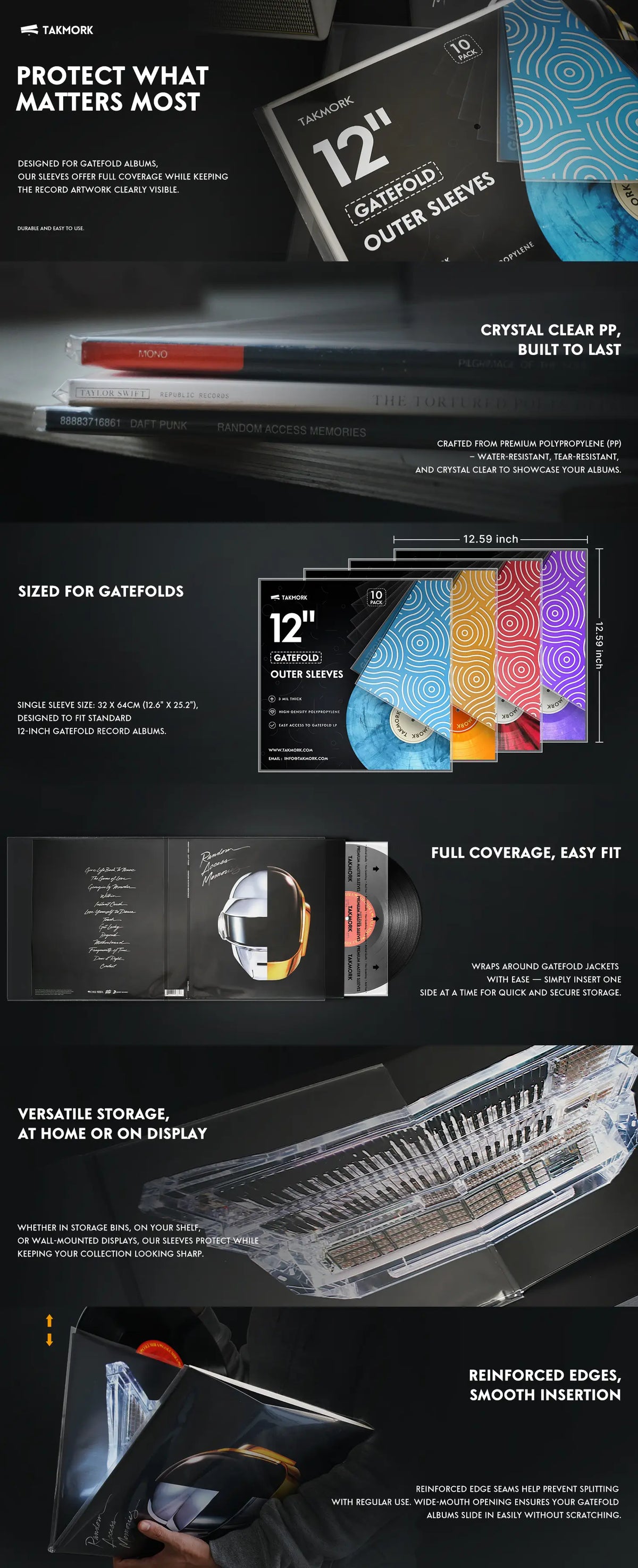 Premium 3-Mil Gatefold Vinyl Record Sleeves | Dual-Sided