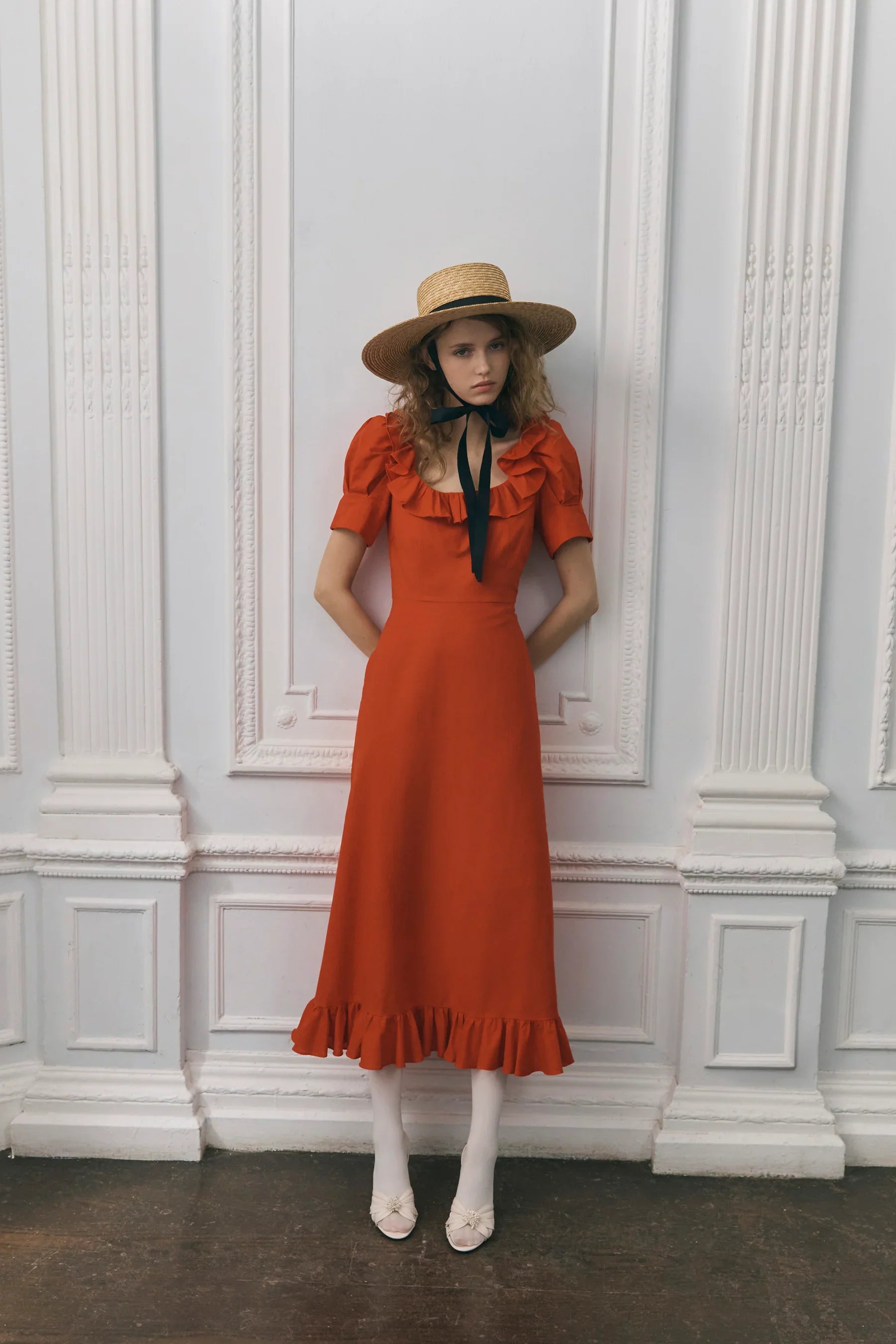 Queens of Archive Darcy Dress in Tomato Red