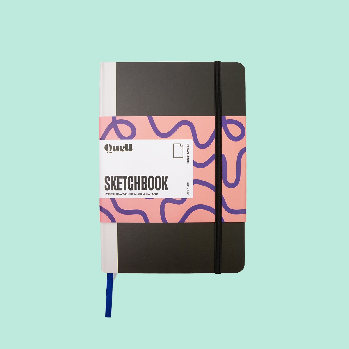 Quell lay-flat sketchbook open flat showing blank pages