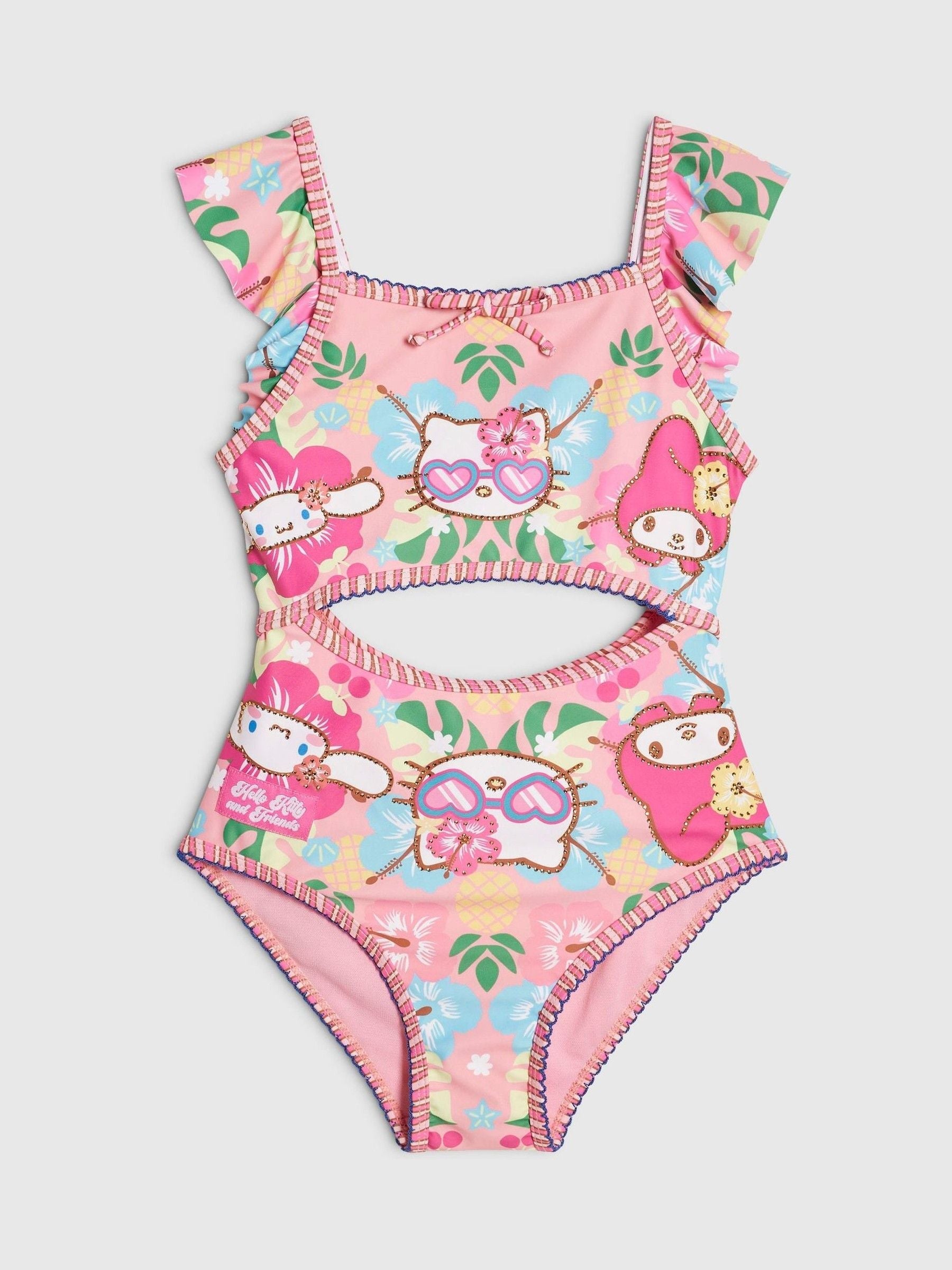 River Island Pink Hello Kitty Cutout Swimsuit