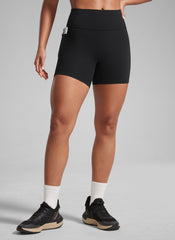 CRZ YOGA Butterlift Womens Scrunch Butt No Front Seam Pocket Biker Shorts 5'' Black