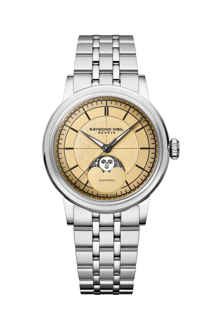 Raymond Weil Millesime Moonphase 35 mm, honey dial 2145-ST-10001