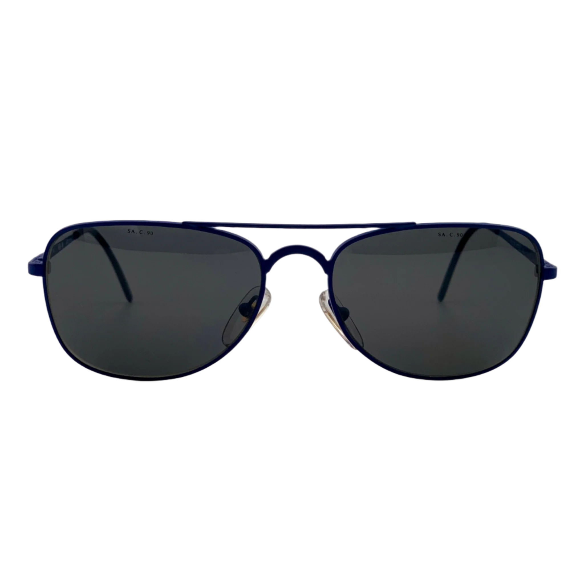 Vintage Missoni Aviator sunglasses with blue frames and grey lenses, made in Italy