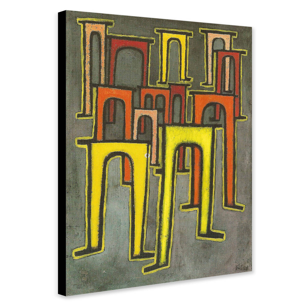 Revolution Of The Viaduct by Paul Klee 1937 - Canvas Wall Art Framed Print - Various Sizes