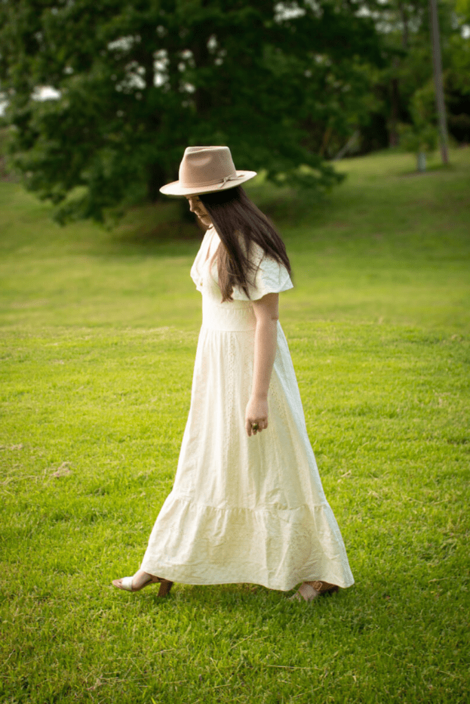 Romantic White Summer Dress Look Photoshoot