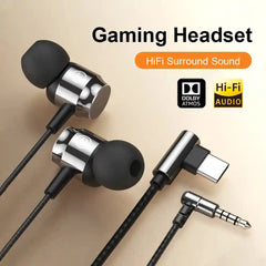 Wired Gaming Earphones USB-C HiFi Bass with Low Latency Mic Tidesmit