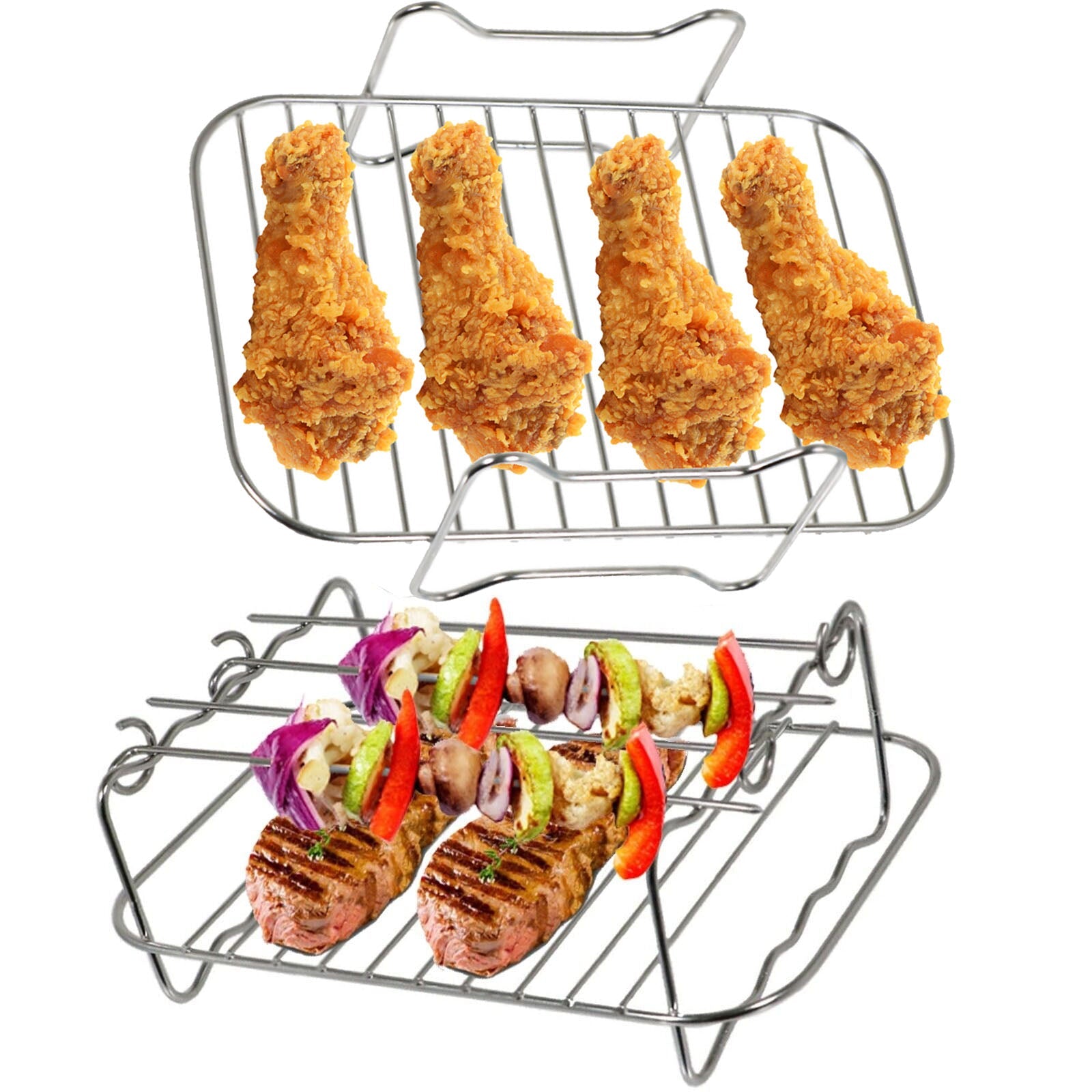 Racks for SWAN Air Fryer Duo Digital 8L Double Basket Grill Shelf Skewer x 2