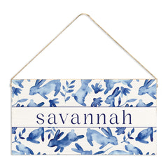 Blue Bunnies Personalized Twine Sign