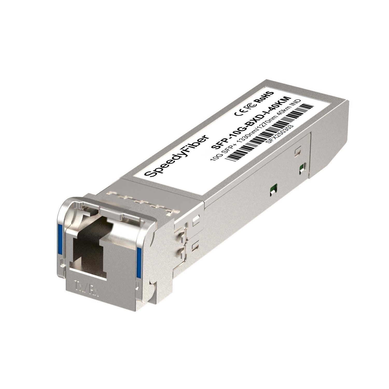 SpeedyFiberTX 10GBASE BiDi SFP+1330nm-TX/1270nm-RX 40km DOM Simplex LC/UPC SMF Optical Transceiver Module (Industrial)