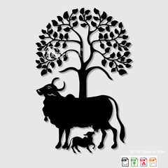 2D Modern Art Pichwai art Kamdhenu (Cow)