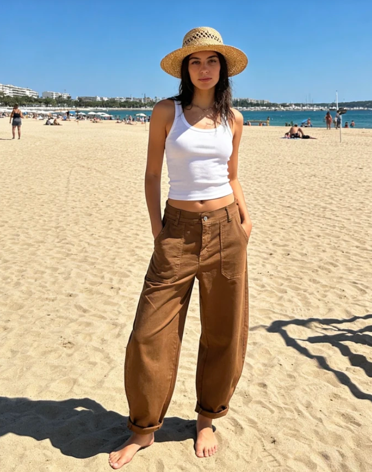 Made in Italy Cotton Essential pant- Choc