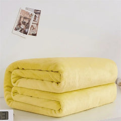 Soft warm brushed coral fleece blanket solid colour