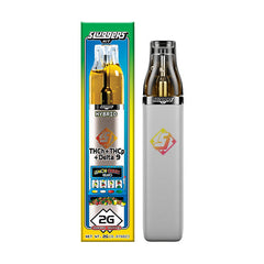 A box of Lemon Cherry Gelato Sluggers Hit Gram Slam Disposable 2g and a disposable next to it - BuyCBDHub