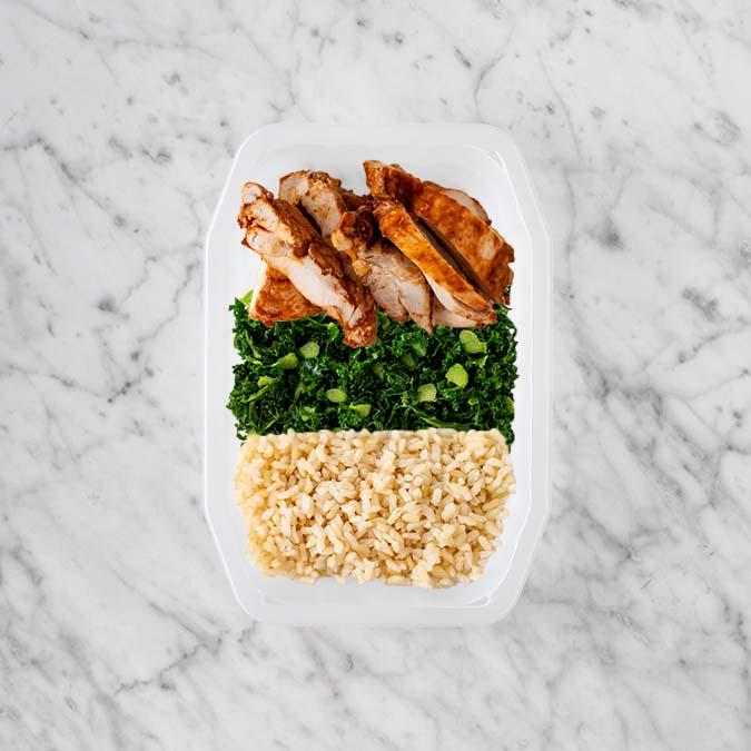 200g Chipotle Chicken Thigh 100g Kale 200g Brown Rice