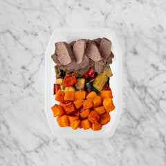 100g Mediterranean Lamb 200g Char Veg 100g Rosemary Baked Sweet Potato