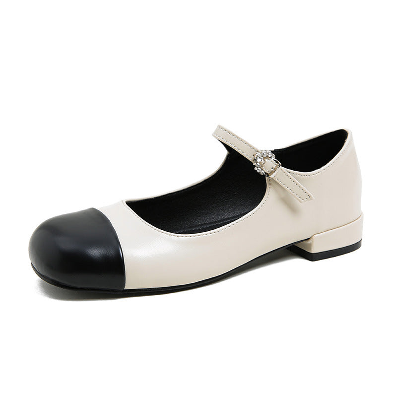 Two-Tone Mary Janes - Cream Noir