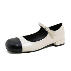 Two-Tone Mary Janes - Cream Noir