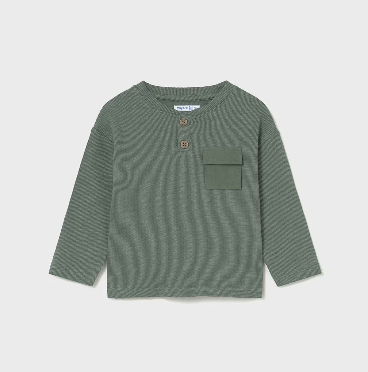 2064 - Baby Rib Knit Henley - Forest