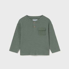2064 - Baby Rib Knit Henley - Forest