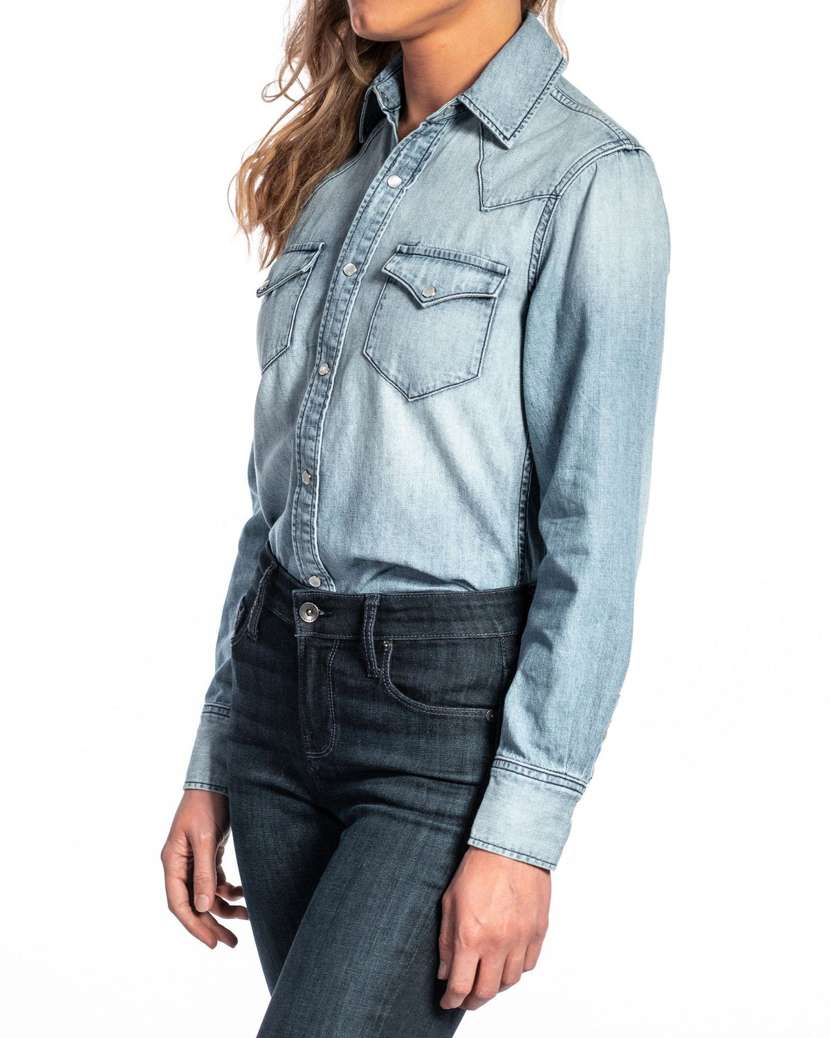 HAALA Western Snap Denim Shirt (Vintage Blue)