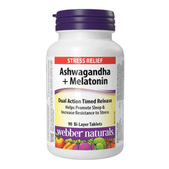 Webber Naturals Ashwagandha + Melatonin, 90 Bi-Layer Tablets