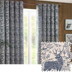 Winter Woods Fully Lined Chenille Eyelet Curtains Midnight
