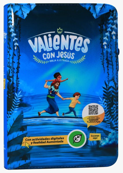 Biblia Reina Valera Contemporánea, Valientes con Jesús ilustrada / azul con cierre