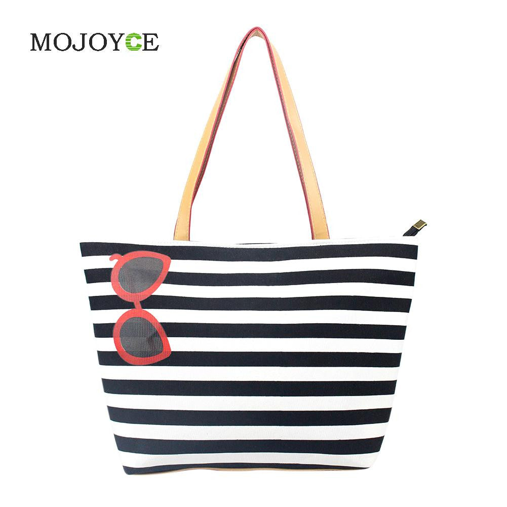 Women Beach Canvas Bag Fashion Color Stripes Handbags Ladies Large Shoulder Bag Totes Casual Bolsa Shopping Bags