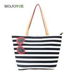 Women Beach Canvas Bag Fashion Color Stripes Handbags Ladies Large Shoulder Bag Totes Casual Bolsa Shopping Bags