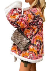 Women's Floral Overcoat Open Front Casual Style