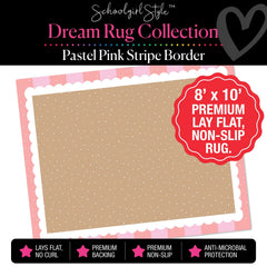 Tiny Dots Banner Backdrop with Pink Stripe Border Classroom Rug by Schoolgirl Style