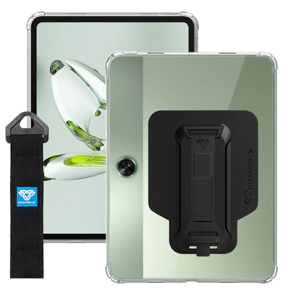 ARMOR-X OnePlus Pad Go shockproof case, impact protection cover with hand strap and kick stand. One-handed design for your workplace.