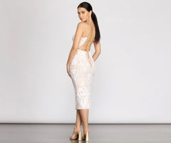 Genna Sequin Patterned Midi Dress