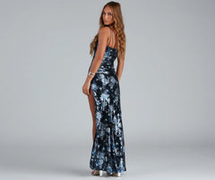 Haylee Sequin Rose Mermaid Formal Dress