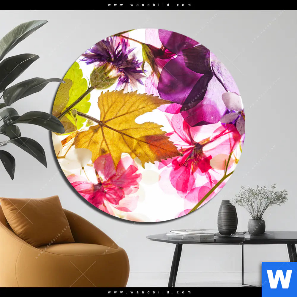 Aluminiumbild Gebürstet Blumen Collage No 2 Rund Produktvorschau