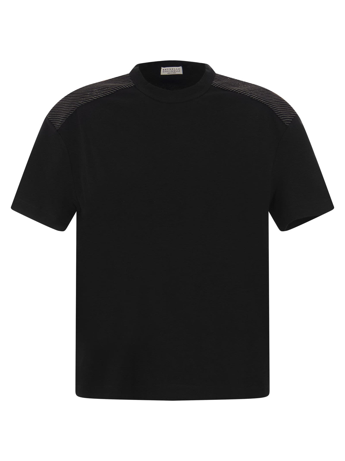 Brunello Cucinelli Stretch Cotton Jersey T Shirt With Shiny Shoulders