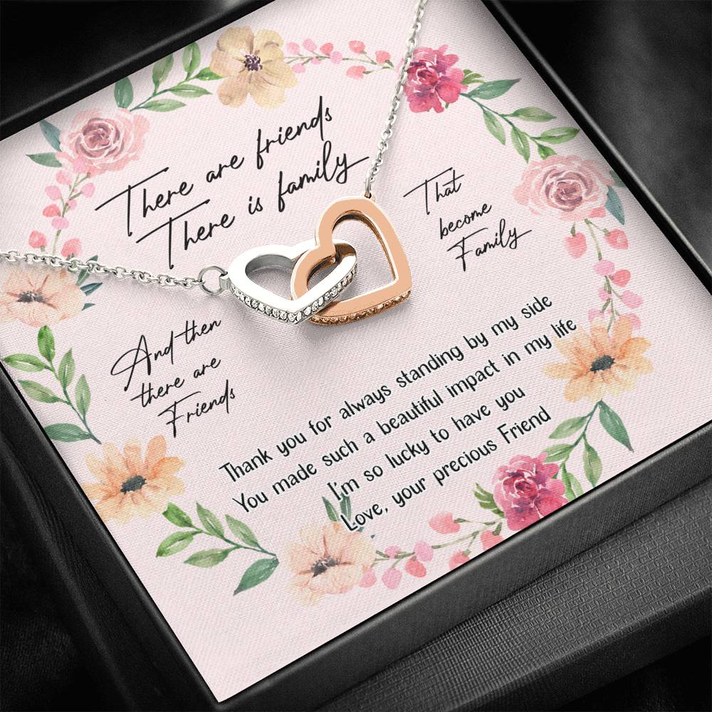 Friends Interlocking Hearts Necklace Message Card