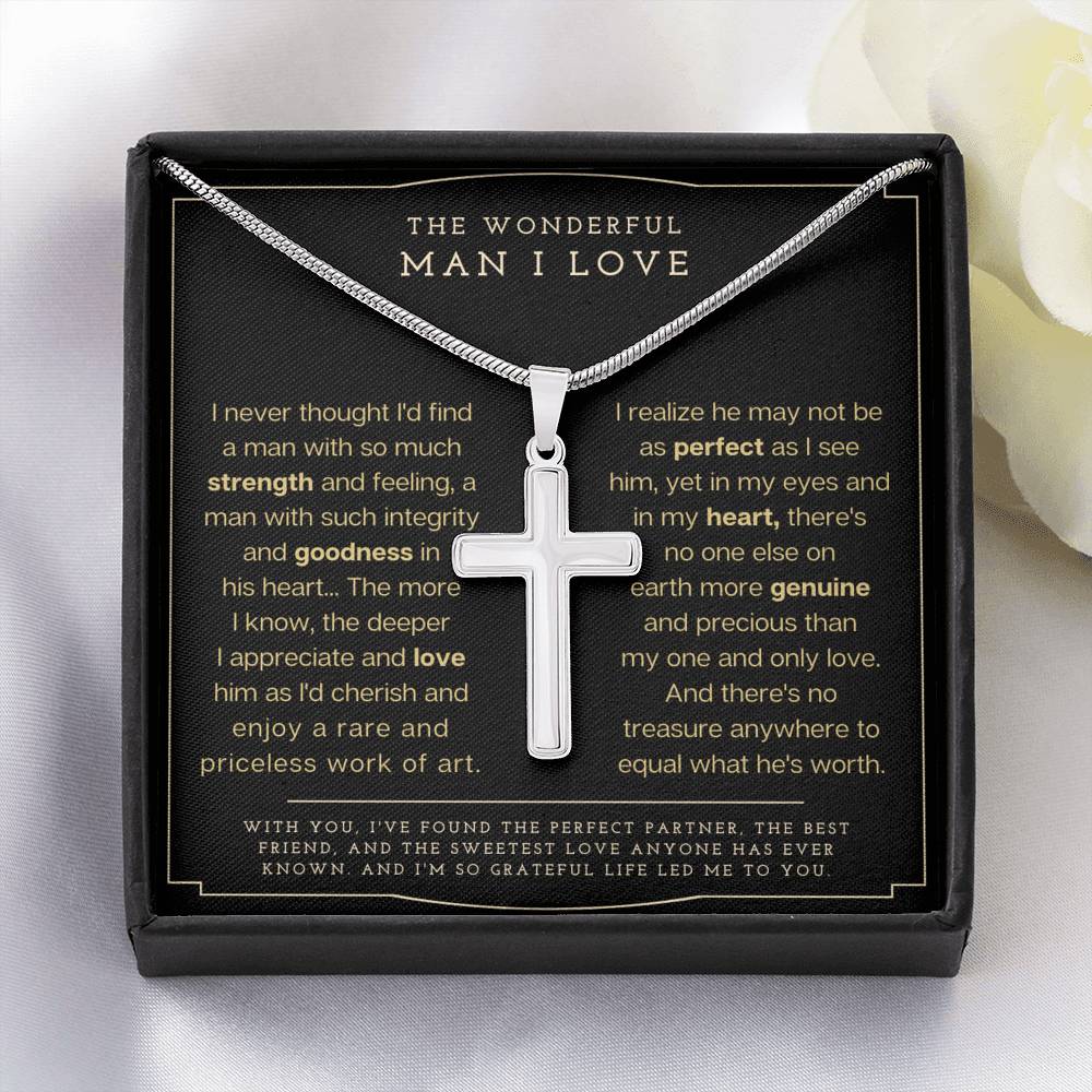 "The Wonderful Man I Love" Cross Necklace