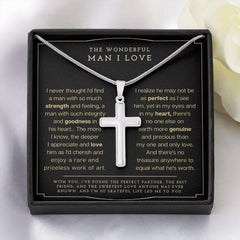 "The Wonderful Man I Love" Cross Necklace