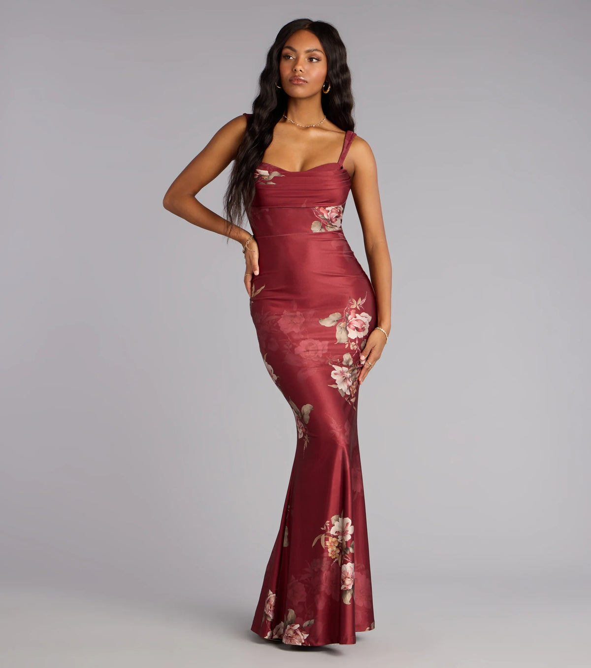 Grace Floral Open Back Mermaid Formal Dress